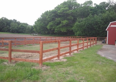 Brown Treated 3 Rail Ranch Fence
