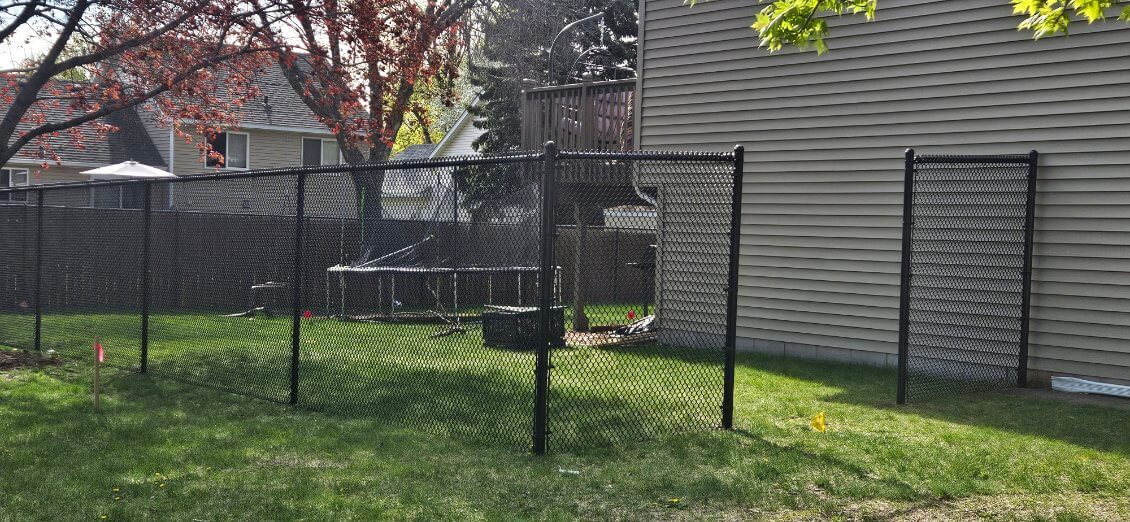 Black Mini Mesh Chain Link Fence Installation in Blaine MN