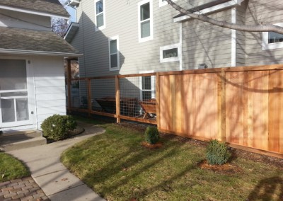 Cedar Privacy Framed Solid Board Fence w/ Framed Wire Mesh Combo