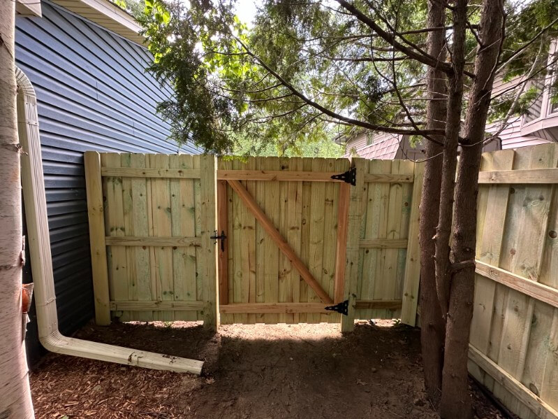 Green Treated Privacy Fence Gate installed in Mounds View MN by Arrow Fence Co Green Treated Privacy Fence Gate installed in Mounds View MN by Arrow Fence Co