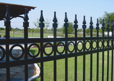 Open Picket Ornamental Fence w/ 3 Rails