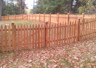 Traditional Cedar Gothic Picket Fence Outside View