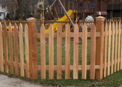 Traditional Cedar Gothic Picket Fence w/ Copper Top Caps