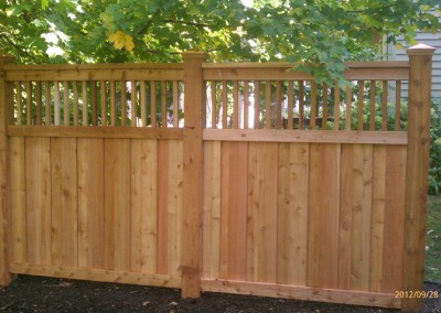 Spindle Top Cedar Fence Outside View
