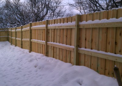 Green Treated Board on Board Fence Inside View