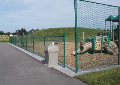 Green Vinyl Coated Chain Link Fence around Playground